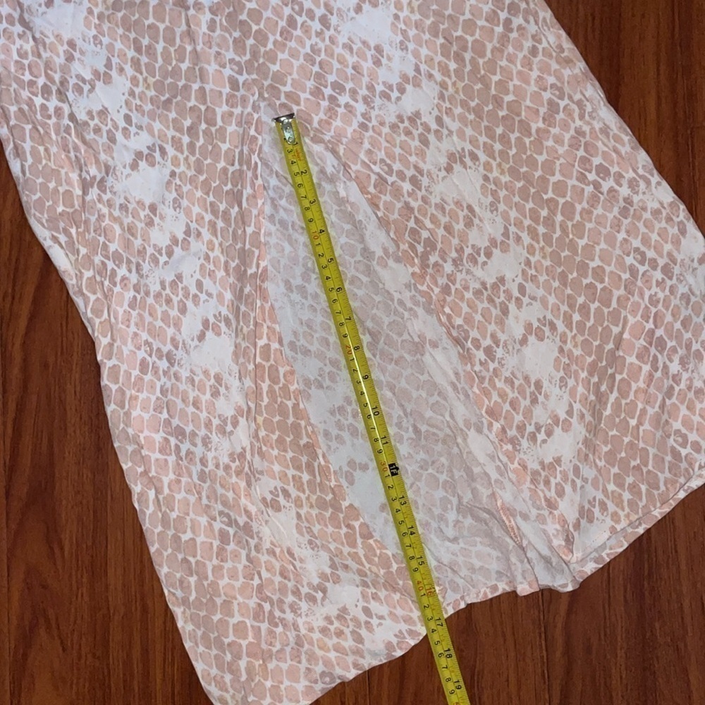 AFRM Revolve Pink Snakeskin Puff Sleeve maxi Dress front slit size S P NWOT - Picture 5 of 11